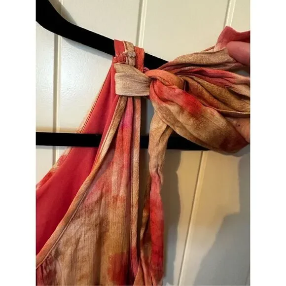 NWT Entro Tie Dye Sleeveless Rayon Lined Colorful Maxi Dress Women Size L - Picture 7 of 12